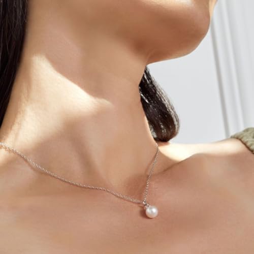 The Pearl Source Freshwater Pearl Pendant Sydney Necklace for Women - Cultured Pearl Necklace | Single Pearl Necklace for Women with 925 Sterling Silver Chain3