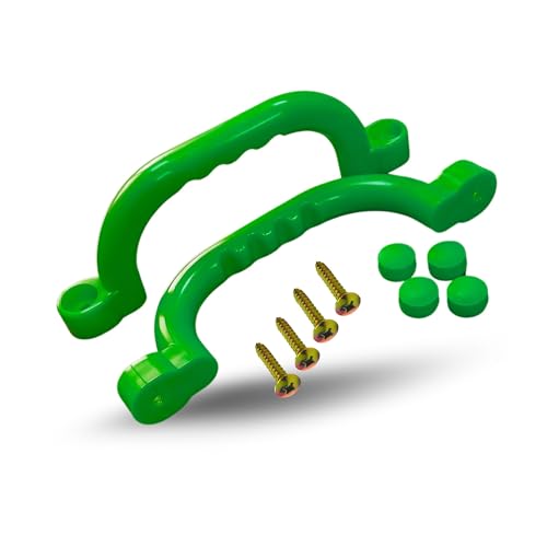 Spielturmking® Handgriffe Spielturm - Wetterfeste Sicherheitsgriffe mit Griffmulden, Robuste Griffe Spielturm, Haltegriffe Spielturm, Klettergriffe Kinder Indoor & Outdoor (Grün, 2er Pack)