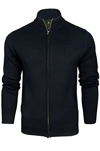 Image of Xact Mens Cotton Rich Full Zip Cardigan Jumper (Navy) XL