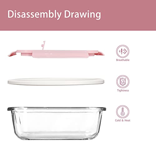 Zrrhoo [10 Packs Glass Food Storage Containers With Lids (Built In Vent), Airtight Meal Prep Containers, Glass Bento Boxes For Home Kitchen, Bpa Free & Leak Proof (10 Lids & 10 Containers) - Pink #TOP4