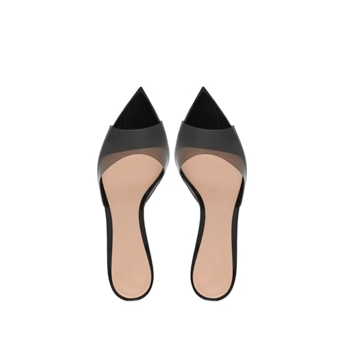 Clear Kitten Heel Sandals for Women Pointed Toe Slip on Mules Slides Sandal Fashion Party Shoes3