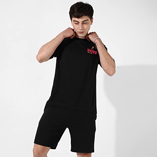 Image of Campus Sutra Men's Oversized Pajama Set For Casual Wear | Cotton Poly Lycra Fabric | Clothing Set Crafted With Comfort Fit & High Performance For Everyday Wear