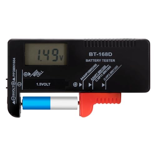 Tunejoy Batterietester Batterieprüfer Digital mit LCD Display zur Überprüfung des Ladestatus für AA AAA C D 1.5V 9V Knopfzellenbatterie