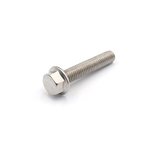 Image of cSeao 1 /4-20 x 1-1 /2 inch Flanged Hex Head Bolts Flange Hexagon Screws, Stainless Steel 304, DIN 6921, 10 PCS