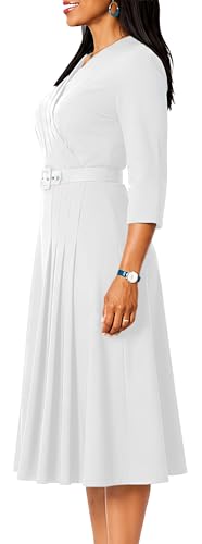 Image of ZVO Business Work Dress for Women Elegan Church V-Neck A Line Midi Dresses