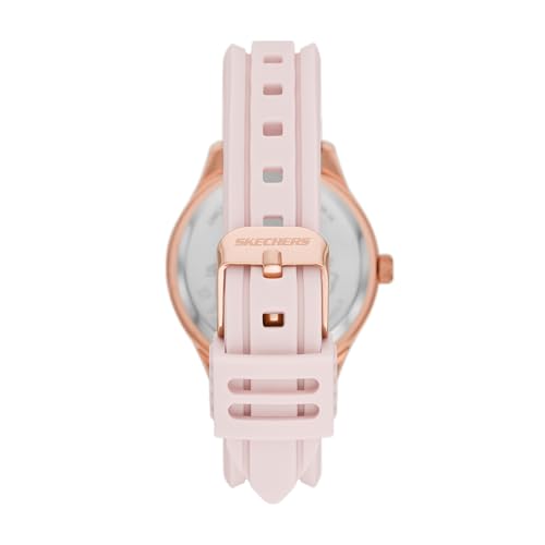 Skechers Skechers Women's Three Hand Silicone Watch & Interchangeable Band Gift Set, Pink Rose Gold Set, Sports Watch for Women