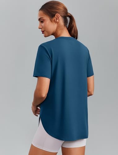 Image of PINSPARK Workout Tops for Women Short Sleeve Athletic Shirts UPF 50+ Quick Dry Running Outfits for Exercise Gym Hiking S-3XL
