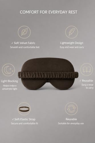 Image of Eye Mask for Sleeping for Women, Velvet Super Soft Sleep Mask Blind Fold for Comfortable Sleep, Travelling, Meditation & Relaxation, Eye Pad for Girls, Blind Fold for Sleeping - Brown (Pack of 1)