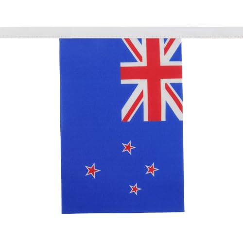 Image of AZ FLAG New Zealand 6 meters BUNTING Flag 20 flags 9'' x 6'' - New Zeleander -Kiwi STRING flags 15 x 21 cm