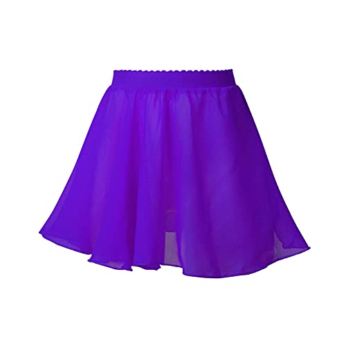 JanJean Kids Girls Ballet Dance Chiffon Wrap Skirt Elastic Waist Ballerina Flared Casual Mini Skater Skirt Dancewear Purple 3-4 Years