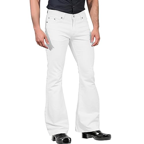 Pantalones acampanados para hombre con pernera acampanada, vintage, punk, recto, con bolsillo, holgado, elástico, con campana, ajuste hip hop, roca, retro, años 70, carnaval, discoteca, trajes