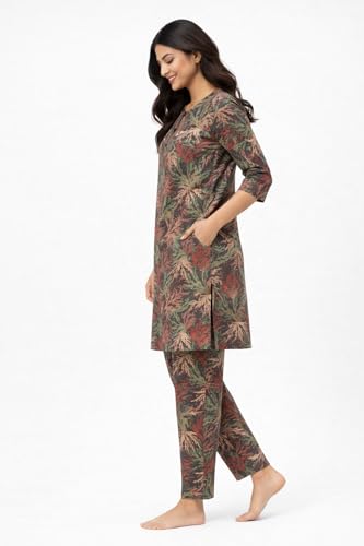 Image of Duchess Women's Pure Cotton Printed Long Length Night Suit Set
