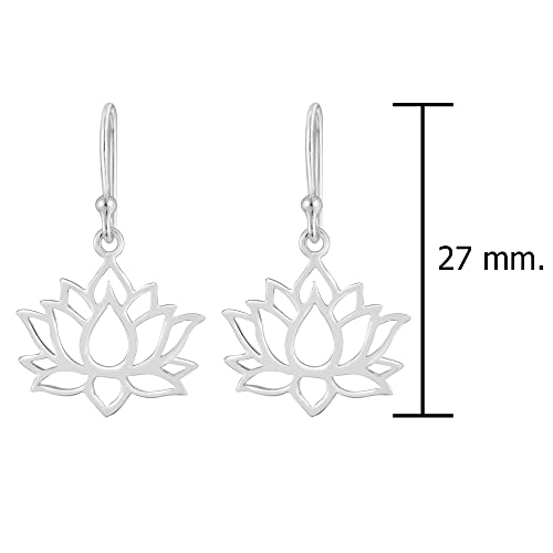 AeraVida Spirited Lotus Flourishing Flower .925 Sterling Silver Dangle Earrings | Lotus Flower Earrings Jewelry4
