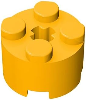 Miniatura 1 de Bloque de ladrillos clásico a granel, redondo de ladrillo de 2 x 2 con orificio para eje, ladrillo de construcción de 100 piezas amarillo profundo,