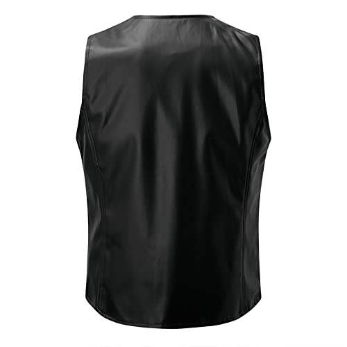Mens Leather Suit Vests Sleeveless Casual Western Cowboy Suit Jacket Classic Formal Traditional Motorcycle Biker Waistcoats3