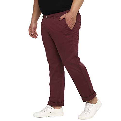 Image of Urbano Plus Men Mid Rise Cotton Regular Fit Casual Chino Pants Stretch