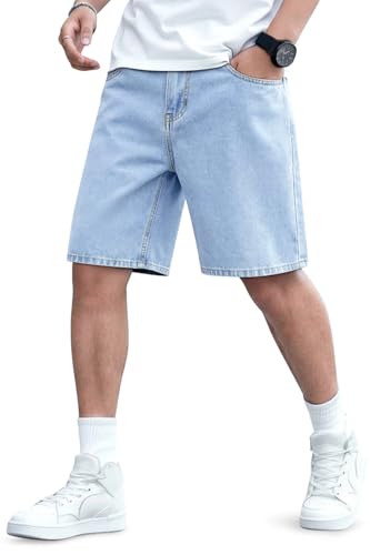 Heyfanee Shorts Herren Sommer Kurze Jeans Baggy Y2k Jeansshorts Relax Denim Jorts Taschen Hellblau 32