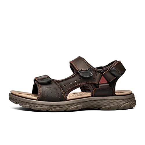 Men's Sandals Genuine Leather Casual Shoes Breathable Outdoor Trekking Sandals Leisure Shoes Men(42)