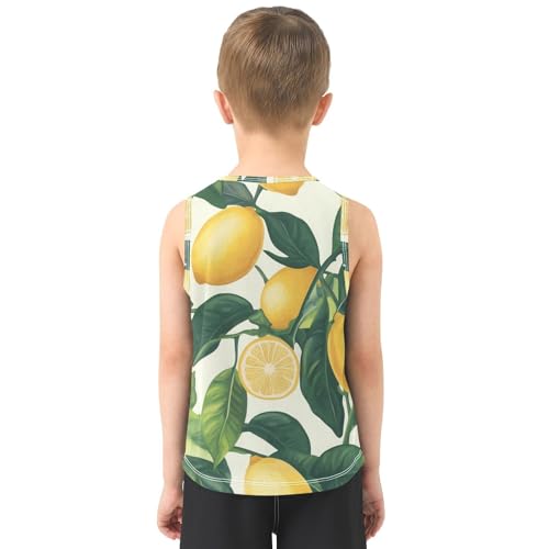 susiyo Lemon Fruits Green Leaves Boys Sleeveless Tank Top Girls Athletic T Shirt3