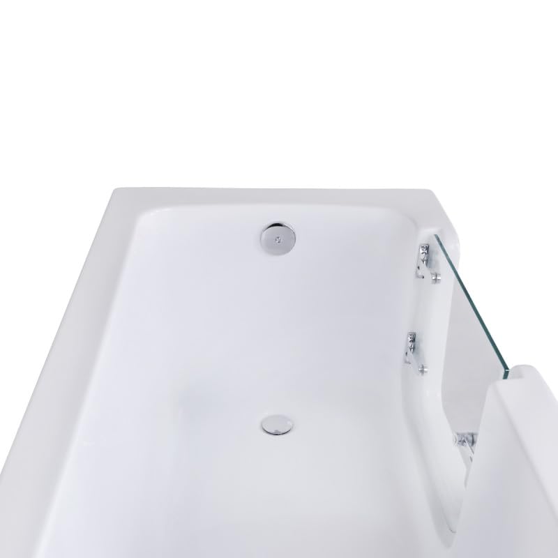 BELVIT Bañera para personas mayores, 170 x 75 cm, bañera con puerta, entrada derecha, bañera de ducha de acrílico sanitario, bañera rectangular con marco de acero inoxidable, patas ajustables en