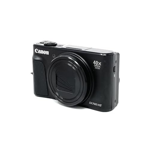 Canon SX740 HS PowerShot Digitalkamera Schwarz - Praktische Kompaktkamera mit 4K Auflösung und hybridem Autofokus - Canon Powershot Kamera mit 40x optischem Zoom - Auto-Transfer per WLAN und Bluetooth