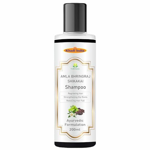 Khadi Natural Herbal Amla Bhringraj Shikakai Shampoo, Pack of 1, 200ml, for Men & Women