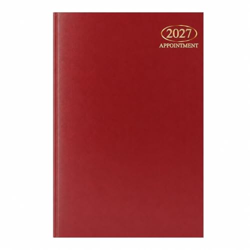 Sixstore 2027 Appointment Week to View A4 Diary A4 WTV Planner Hardback Cover Casebound Hourly Appointment Slots from 9:00 to 17:30 Monday to Friday Red