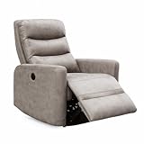 Acomoda Textil - Butaca Reclinable con Estructura de Madera y Tapizado Resistente. Sillón Ergonómico Acolchado de Gran Confort y Diseño Moderno para Salón y Hogar. (Eléctrica, Cemento)