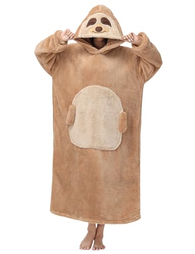 Manta Sudadera Larga Oversize con Mangas y Capucha Panda Manta Portátil Sofá Unisex Animales para Hombre Mujer Talla única