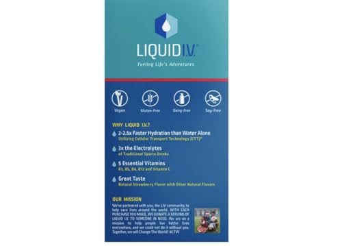 Image of Liquid I.V. Hydration Multiplier - Strawberry - Hydration Powder Packets | Electrolyte Drink Mix | Easy Open Single-Serving Stick | Non-GMO | 15 Sticks