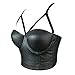VEENDEO Women's Straps PU Leather Bustier Crop Top Push Up Corset Top Bra For Club Party Racer Sports Bra Tops