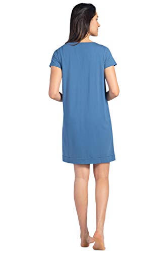 Fishers Finery Women's Ecofabric Short Sleeve Nightgown; Super Soft (Blue, L) #TOP2