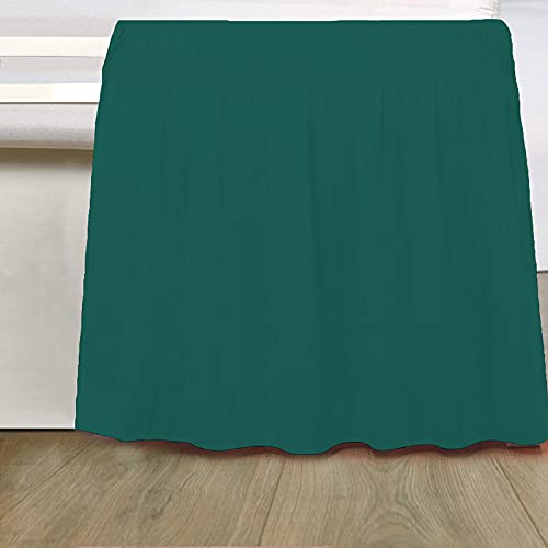 Image of Wrap Around Dust Ruffled Bed Skirt 10 inch Inch Tailored Drop Fade Resistant Brushed Microfiber Bed Skirt - Single Bed | Teal