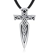 Kreuz Schwert Halskette für Herren Damen Silber 925 Vikinger Keltischer Knoten Schutzengel Retro ...