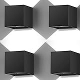 Outdoor Wall Lights Up and Down Adjustable Modern Wall Sconce Aluminum,Hardwired Square Black Porch