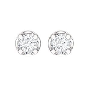 Natural and Certified Diamond Solitaire Stud Earrings in 14k White Gold | 0.25-0.50 Carat Prong Earrings for Women by Diamondere