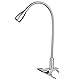 Meanyee 3W berührungsempfindlich stufenlos dimmbare flexible Schwanenhals Clip auf Schreibtisch Leselampe Clamp Nachttischlampe Bücherlicht mit Dim Blue LED-Anzeige einstellbar (Warmweiß 3000k-3200K)