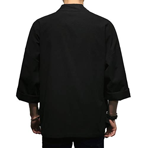 Men's Cotton Blends Linen Open Front Cardigan Embroidery Kimono Jackets