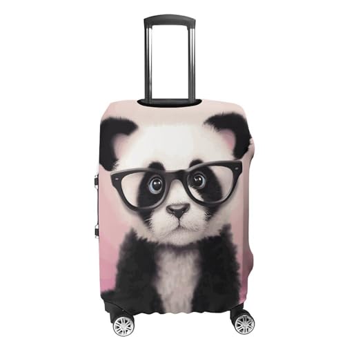 Baby Panda with Glasses Luggage Cover, Washable Elastic Suitcase Cover Protector Fit 18-32 Inch Luggage4