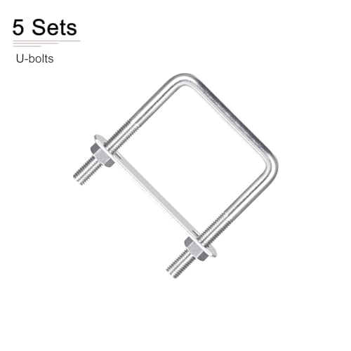 Image of DTGN M8x55x80mm(ThreadxWxL) Square U Bolt - 5Pack - Good for Trailer Pipe Replacement Parts - 304 Stainless Steel U Shape Bolts