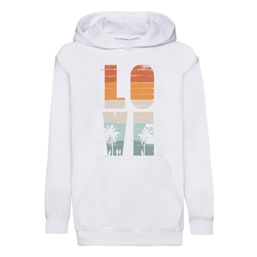 Sweat à capuche enfant Love Vintage surf en coton premium pour les vacances