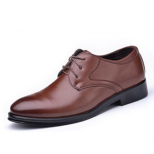 Image of Men's Classic Matte Upper Oxfords Business Formal Lace Up Leather Lace Up Dress Shoes for Men