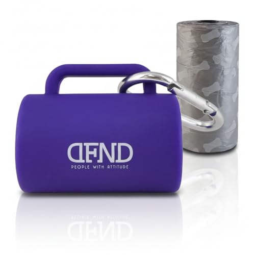 Dispensador silicona bolsas caca perros, Portabolsas Excrementos Perros, Soporte Bolsa de Basura Cacas para Mascotas, Accesorios bolsas higiénicas para Paseos, 1 Rollo Bolsas incluido. (morado)