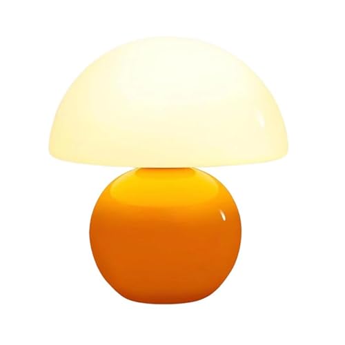 Aerizonix Mushroom Table Lamp, Small Dimmable Table Lamp with Ceramic Base, Bedside Lamp for Bedroom, Living Room, Cute Unique Home Decor, Ideal Gifts with 3 Lights (Orange)