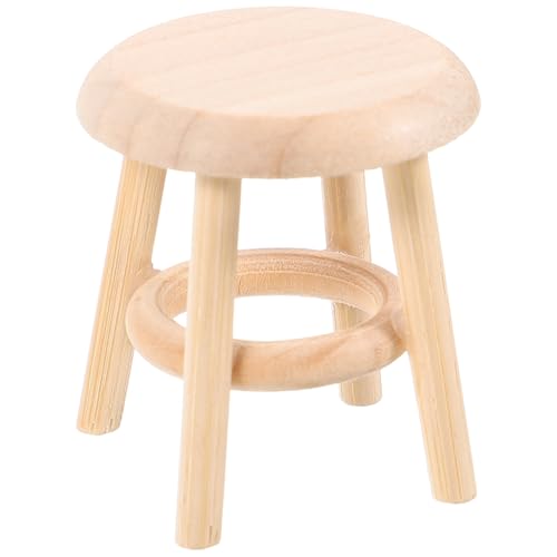 UPKOCH Miniature Wooden Round Stool, Dollhouse Furniture, Beige, 1:12 Scale, Diy Paintable, Ideal for Decoration, Collecting, Gifting, Home Ornament