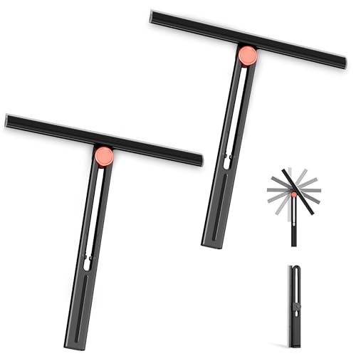 DALIPER Upgraded Shower Squeegee for Glass Doors 2-Pack, 360° Rotating Bathroom Squeegee for Shower Glass Door, Mirror, Tile, Kitchen - Glass Shower Door Squeegee