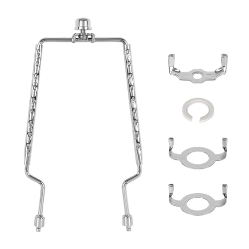 Image of Lamp Harp Kit,Adjustable Lamp Shade Holder, harp and finial for lamp,Lamp Shade Holder Fits 8 9 10 11 12 inch Shades, with Lamp Rod and E14 E26 E27 Light Base UNO Fitter Adapter Converter Finial Set