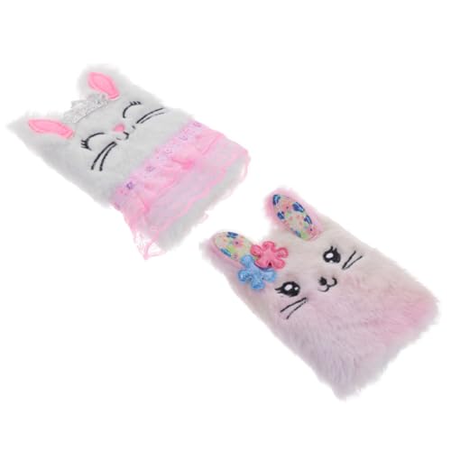 PERSELOSO 2個 ふわふわカラフルプラッシュ小兔日記帳冊 女子向け多機能メモ帳 かわいい携帯用日記 手帳 お絵かき 旅行記念 贈り物に