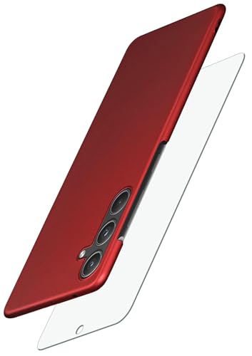 Coque Samsung A55 5G moex Alpha rouge mat avec film écran rigide fine
