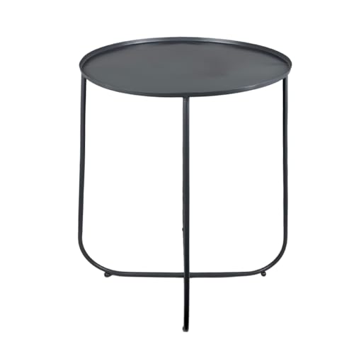 Image of Metal Side Table for Living Room | End Table, Coffee Table, Bedside Table, Plant Stand for Indoor Outdoor | Round Metal Table, Sofa Side Table (Anti-Rust, No Assembly Required) | Grey